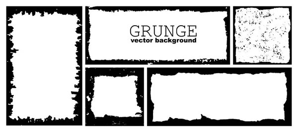 Set Von Tinte Grunge Rahmen Mit Beschädigten Kanten Schwarze Grenze — Stockvektor