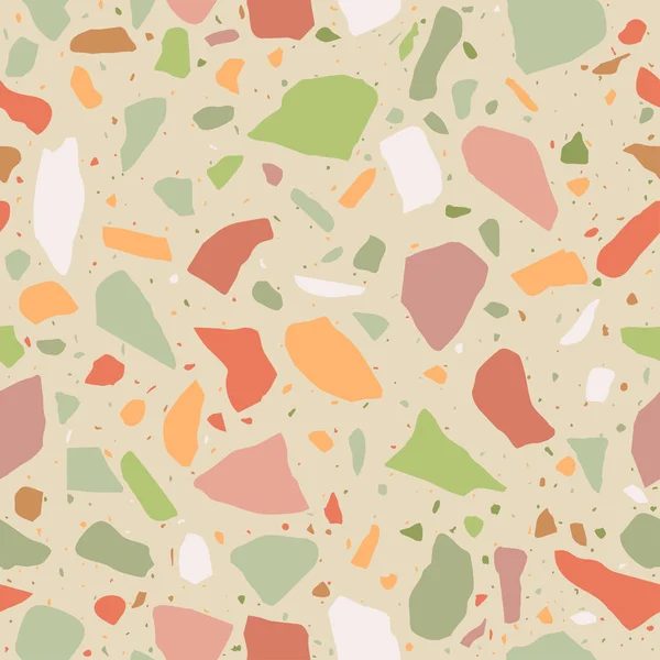 Terrazzo Pavimentazione Modello Senza Soluzione Continuità Colori Pastello Mosaico Marmo — Vettoriale Stock