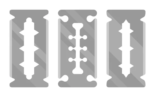 Zweischneidige Klinge Aus Silbernem Edelstahl Rasierklinge Icon Set Vektor — Stockvektor