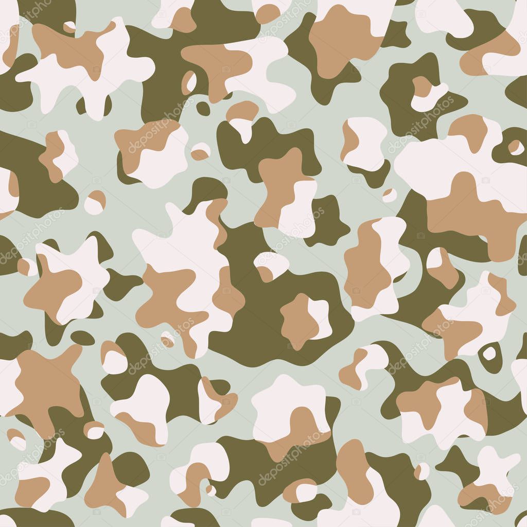 Camouflage pattern background, seamless vector texture. Classic military clothing style. Masking camo repeat print.