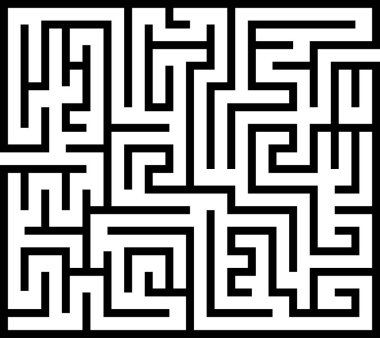 Giriş ve çıkış ile dikdörtgen labirent. Line labirent oyunu. Orta karmaşıklık. Vektör 