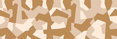 Klasik geometrik kahverengi kamuflaj, askeri doku, dikişsiz kamuflaj deseni. Çöl rengi. Vektör