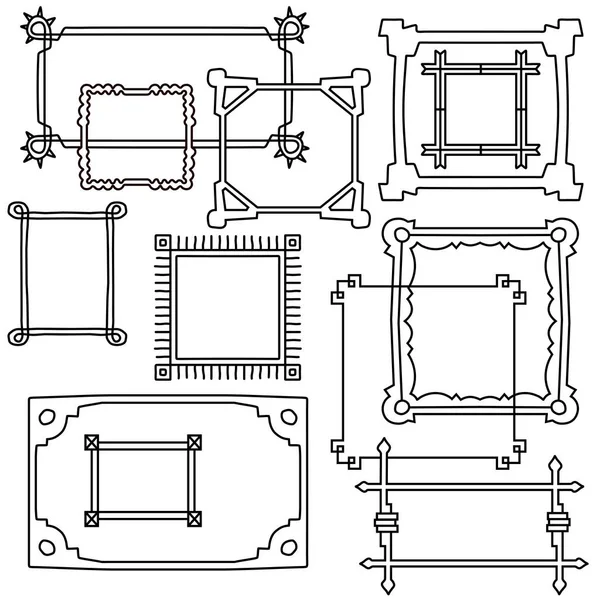 Handritade Doodle Ramar Set Vektorobjekt Tecknad Stil — Stock vektor