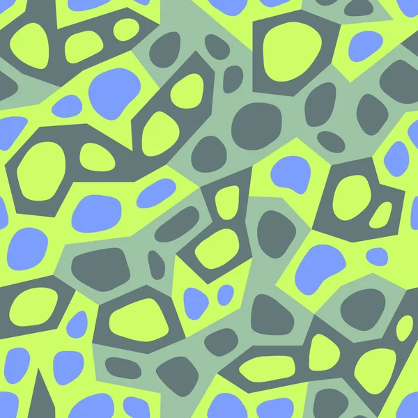 Färgglatt Geometriskt Sömlöst Mönster Med Cell Former Och Kamouflage Fläckar — Stock vektor