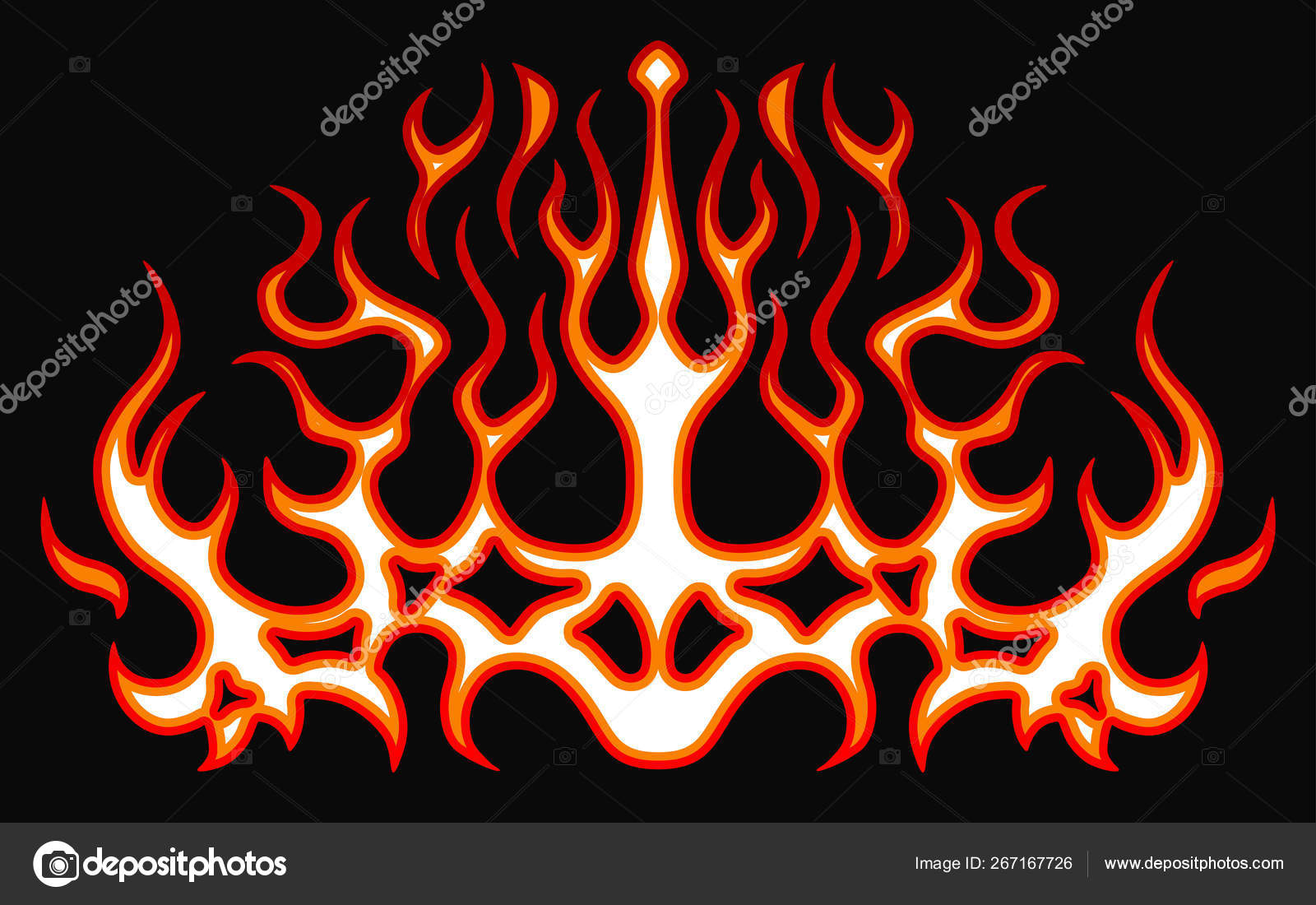 Modelo de vetor de chamas tribais de fogo de hot rod de chama de fogo preto