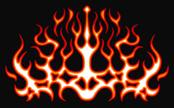 Blazing fire decals for the hood of the car. Hot Rod Racing Flames. Vinyl ready tribal flames. Vehicle and motorbike stickers, with burning effect. Vector. 