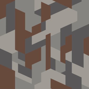 Biyometrik kamuflaj kumaşı. Modaya uygun doku, vektör. Geometrik kamuflaj poligonal dikişsiz desen. Kahverengi ve gri arka plan. Soyut kentsel stil zemin.