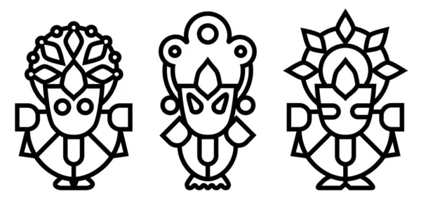 贾根纳特勋爵 巴拉巴德拉和苏巴德拉奥里桑神 拉塔亚特拉印度教节日在普里 矢量精简图标 — 图库矢量图片