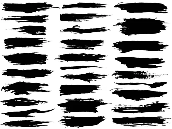 Set Different Grunge Brush Strokes Dirty Artistic Design Elements Isolated — Stock Vector