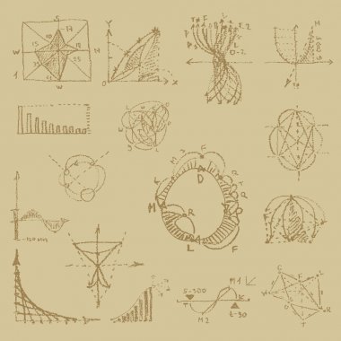 Vintage fiziksel denklemler ve formüller, tebeşir çizim Doodle yazma. Eğitim ve bilimsel set. Matematiksel formüller, denklemler ve şemalar soyut çizim. Vektör el çizimillüstrasyon