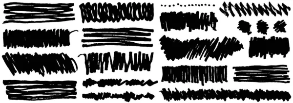 Σύνολο Των Χεριών Ζωγραφίζει Μαύρη Μπογιά Πινελιές Μελανιού Βούρτσες Γραμμές — Διανυσματικό Αρχείο