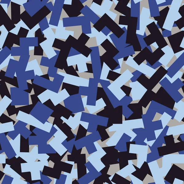 Geometrische Camouflage Naadloos Patroon Abstract Moderne Militaire Stedelijke Textuur Blauwe — Stockvector