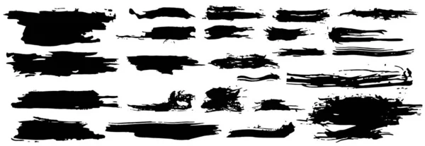 Vector Set Different Grunge Brush Strokes Collection Artistic Ink Black — Stock Vector