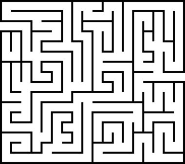 Giriş ve çıkış ile dikdörtgen labirent. Line labirent oyunu. Orta karmaşıklık. Vektör 