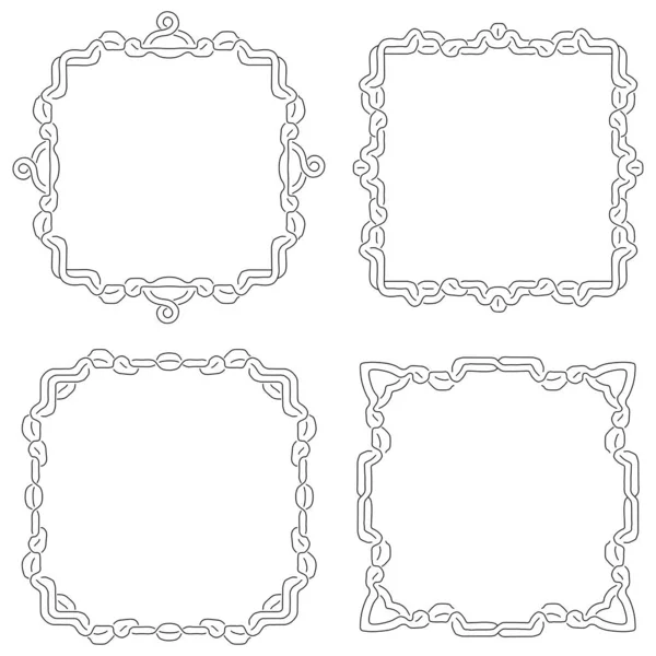 Set Magic Knotting Frames Celtic Cross Square Decorative Elements Stripes — Stock Vector