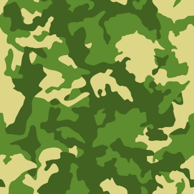 Kusursuz kamuflaj deseni. Açık yeşil doku, vektör çizimi. Kamuflaj arka planı. Soyut askeri tarz arkaplan
