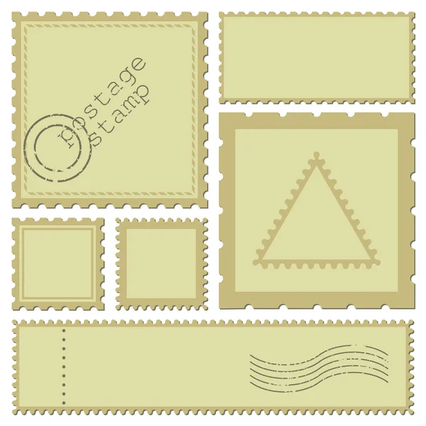 Blank rectangle and square postage stamps, with a shadow isolated on white background. Empty template  paper mark symbol of delivery correspondence. Vector frame border