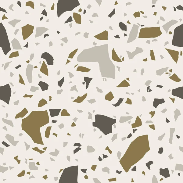Terrazzoシームレスなテクスチャ 床のタイル 研磨された石のパターン 大理石の表面 混沌とした汚れとベクトル抽象的な背景 — ストックベクタ