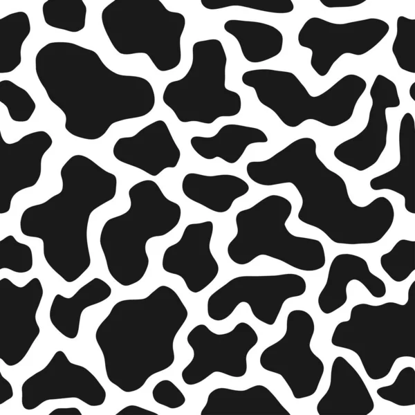 Textura Piel Vaca Mancha Blanca Negra Repetida Patrón Sin Costuras — Vector de stock