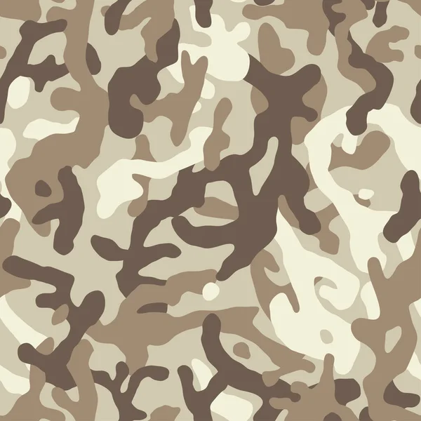 Brown Bege Camuflagem Sem Costura Padrão Textura Moderna Camo Militar — Vetor de Stock