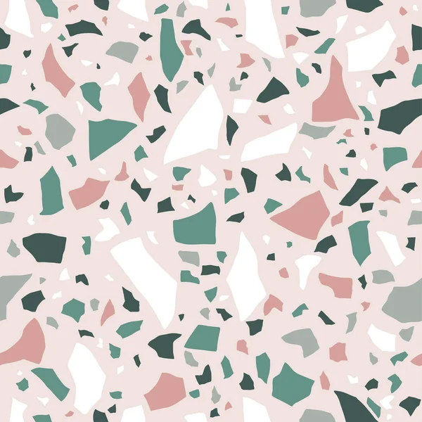 Pisos Terrazo Patrón Sin Costura Colores Pastel Mosaico Mármol Hecho — Vector de stock