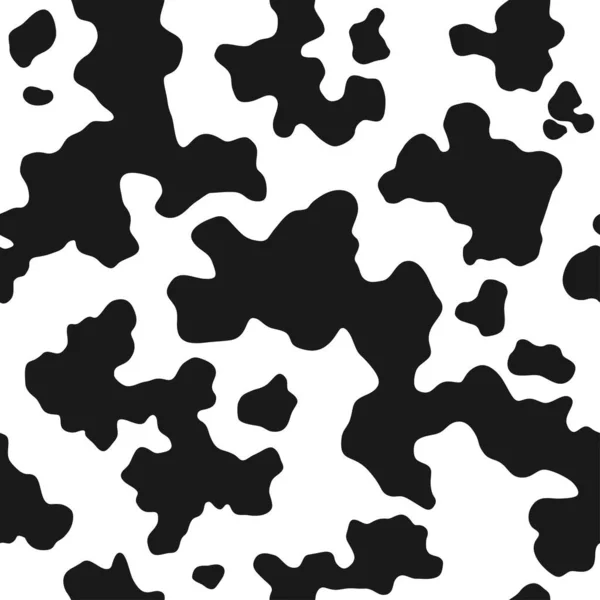 Koe Huid Textuur Gevlekt Patroon Zwarte Vlekken Een Witte Achtergrond — Stockvector
