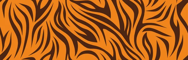 Tigre Listras Padrão Pele Animal Fundo Linha Estilo Desenho Animado — Vetor de Stock