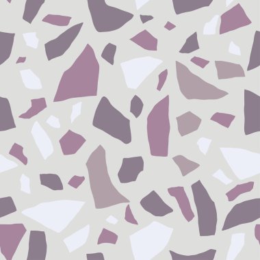Terrazzo döşeme pürüzsüz desen. Pastel renkler. Renkli çakıl taşından yapılmış mermer mozaik. Vektör