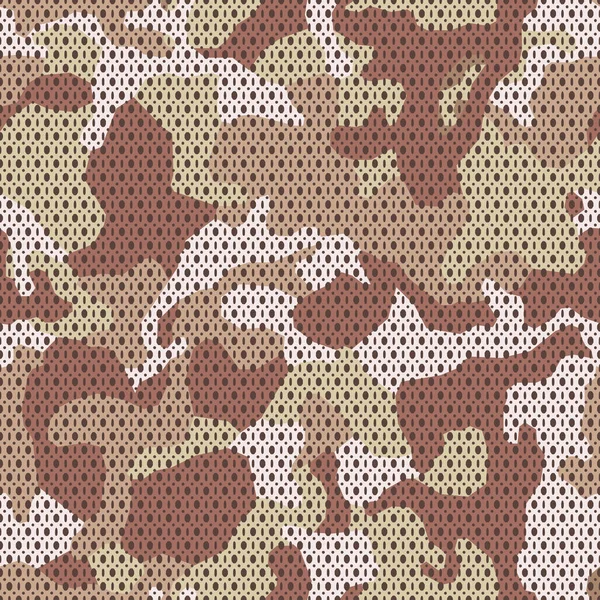 軍用迷彩織物 シームレスなテクスチャ 陸軍服の迷彩柄 砂茶色4色の背景 印刷用ベクター — ストックベクタ