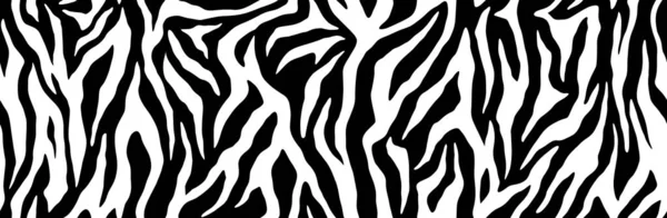 Black White Zebra Stripes Seamless Pattern Animal Skin Print Textile — Stock Vector