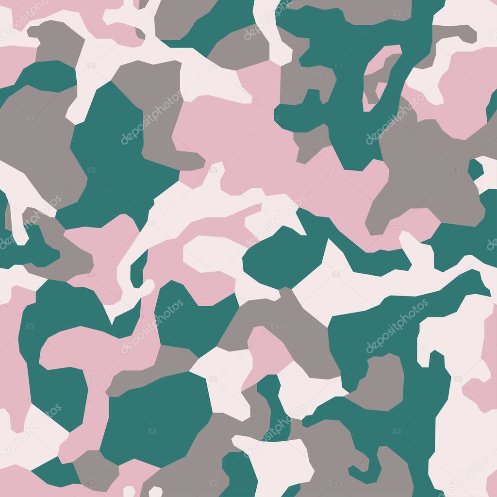 Camouflage pattern, military background or print on fabric. Urban camo, fashion clothing style, textile print. Seamless pastel colors texture. Stock vector. 