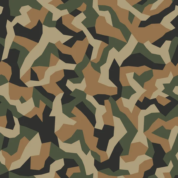 Geometric Camo Seamless Pattern Abstract Military Hunting Camouflage Background Brown — Stock Vector