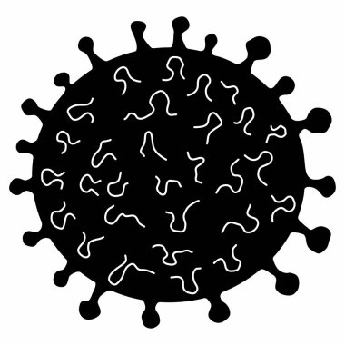 Coronavirus 2019-nCoV, Covid-19. Virüs covid-19 hücre siyah ikonu. Vektör