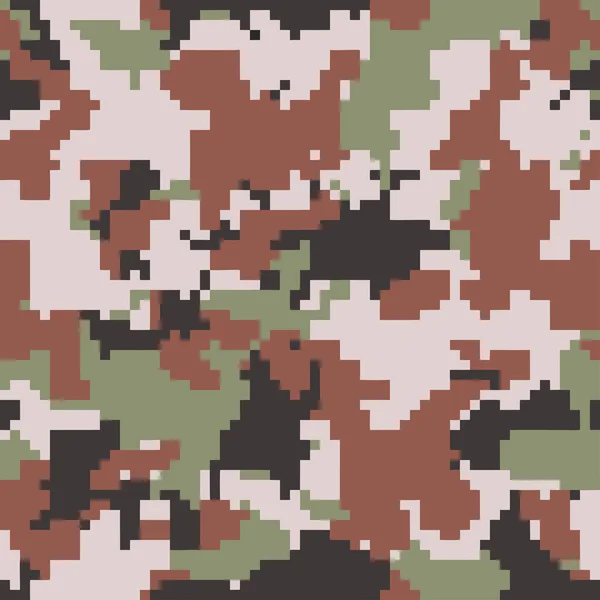 Kusursuz Dijital Kamuflaj Modeli Yeşil Kahverengi Orman Askeri Kamuflajı Askeri — Stok Vektör