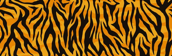 Animal Skin Print Seamless Texture Tiger Fur Orange Stripes Pattern — Stock Vector