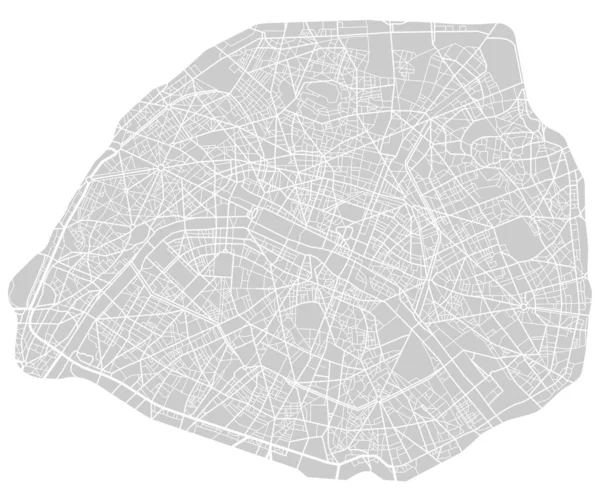 Paryska Francja Monochromatyczna Mapa Miasta Plan Ulic Tło Miejskie Schemat — Wektor stockowy