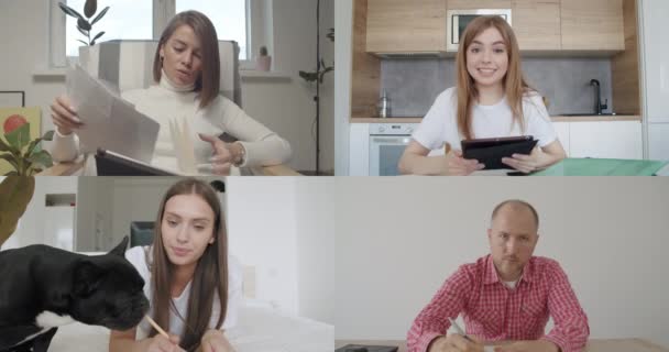Grupp som använder videokonferensteknik — Stockvideo