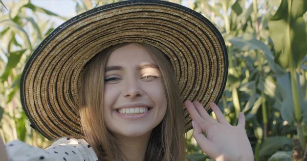 Happy smiling girl with hat — Stock Photo, Image