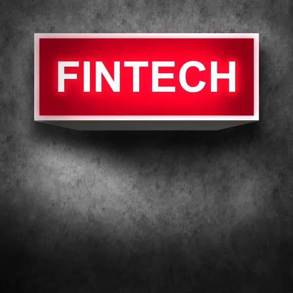 Fintech Koncept Med Neonskylt Finance Teknik Banking Internet Computing — Stockfoto