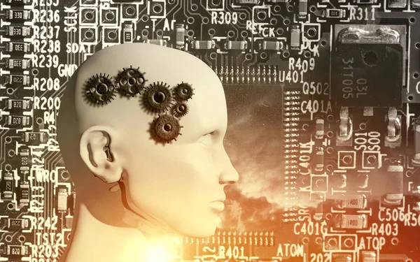 Концепция Машинного Обучения Улучшения Искусственного Интеллекта Способности Мыслить — стоковое фото