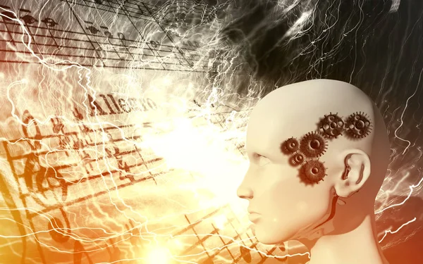 Verhoging Van Machines Muziek Kunstmatige Intelligentie Robot Cyborg Concept — Stockfoto