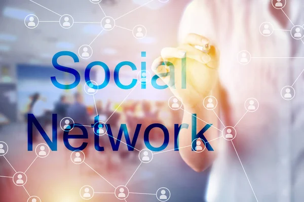 Soziales Netzwerk Konzept Mit Unternehmerin — Stockfoto