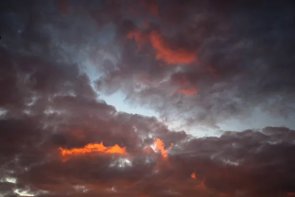 Beau Dramatique Ciel Rouge Coucher Soleil Dans Soirée — Photo