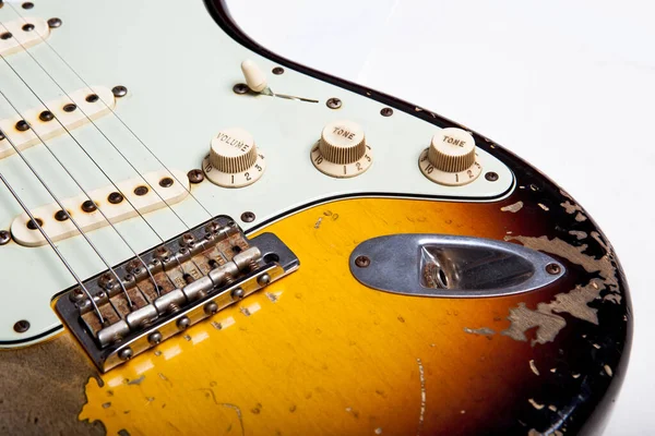 Vintage Heavy Relic Electric Guitar Close — Stock Photo, Image