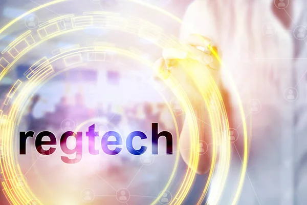 Regtech Концепция Регулирования Соответствие Финансовому Контролю Экране Современная Концепция Интернет — стоковое фото