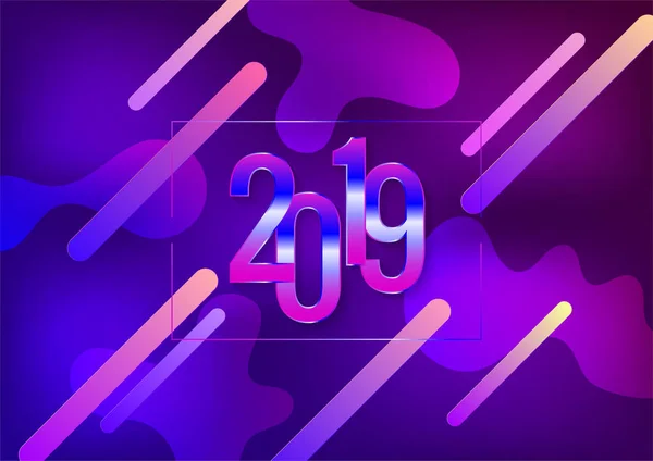 2019 mutlu yeni yıl tatil arka plan. Takvim kapak, el ilanları, afişler, posterler için numaraları 2019 tasarımı ile vektör tatil tebrik kartı.
