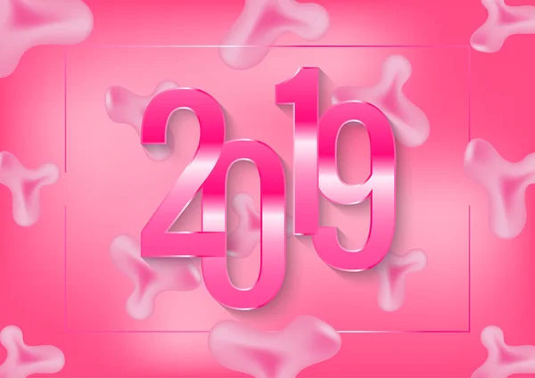 2019 Ευτυχισμένο Νέο Έτος Διακοπές Φόντο Διάνυσμα Διακοπών Ευχετήρια Κάρτα — Διανυσματικό Αρχείο