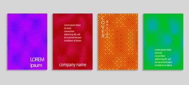 Asgari soyut vektör yarım ton kaplama şablonu. Geleceğin geometrik gradyan arkaplanı. Pankartlar, afişler, el ilanları, sunumlar ve raporlar için vektör şablonları