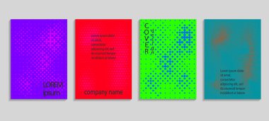 Asgari soyut vektör yarım ton kaplama şablonu. Geleceğin geometrik gradyan arkaplanı. Pankartlar, afişler, el ilanları, sunumlar ve raporlar için vektör şablonları