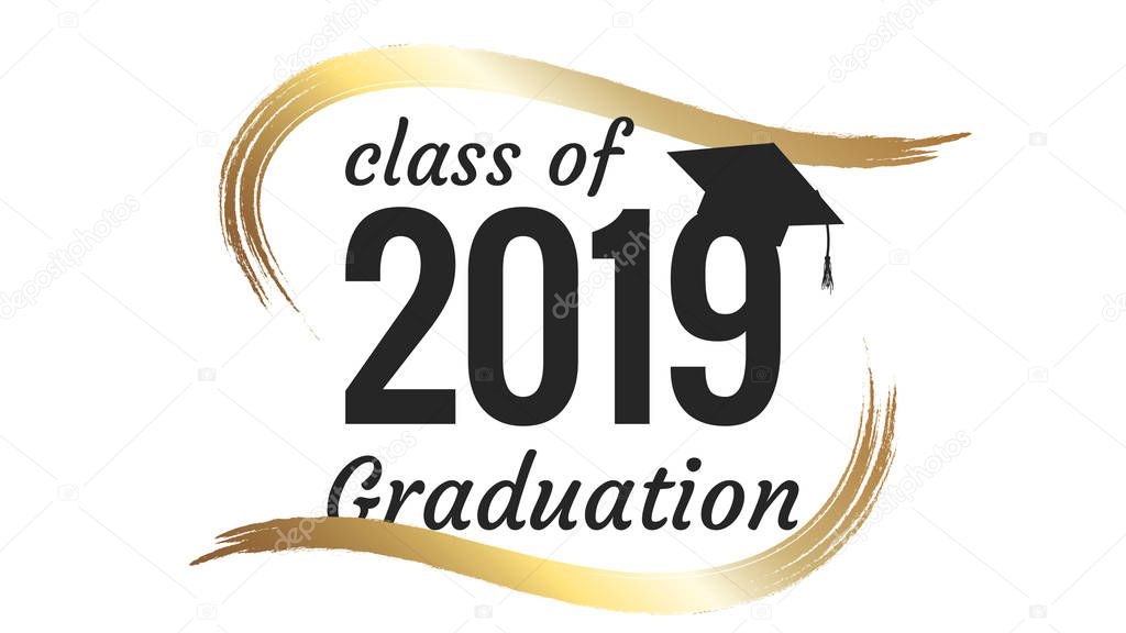 Class of 2019 graduation text design for cards, invitations or banner